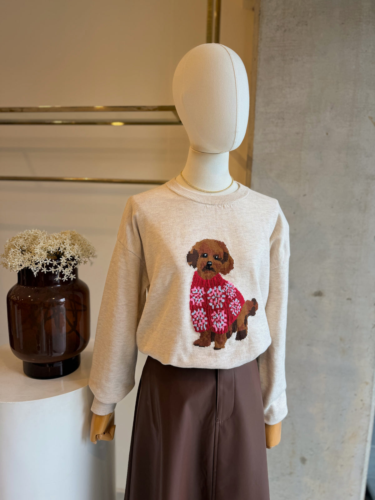 Suéter Beige Perrito Poodle