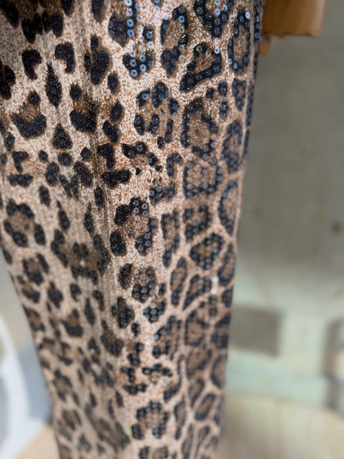 Falda Midi Leopardo con Lentejuelas