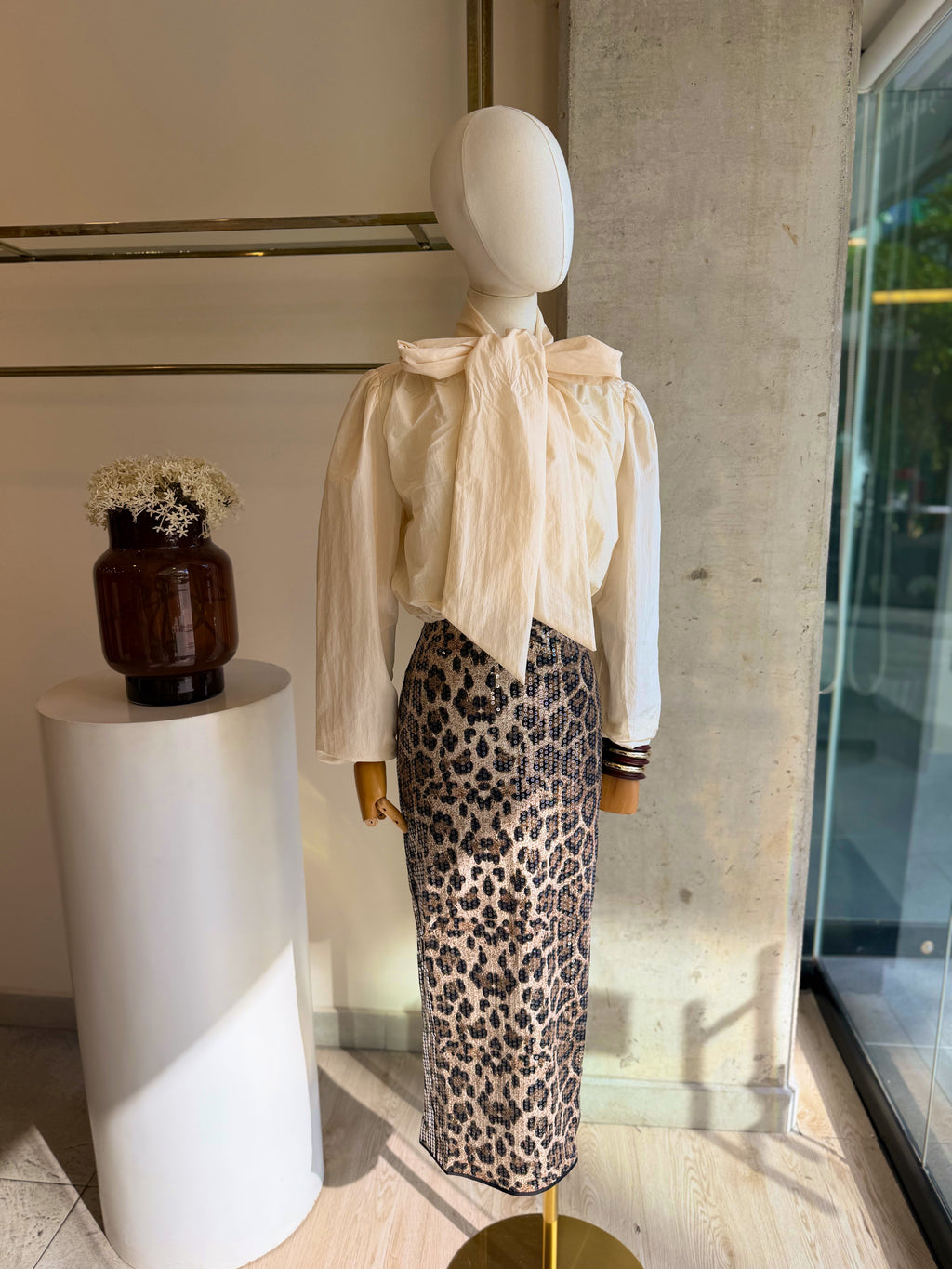 Falda Midi Leopardo con Lentejuelas